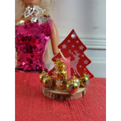 Muñecas 1:6  Barbie. Centro de mesa con velas reales y bolas a juego. NAVIDAD n1