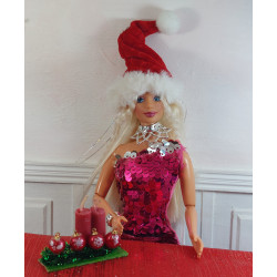 1: 6 poupées Barbie. Centre de table avec de vraies bougies et boules assorties. NOËL n3
