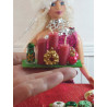 1:6 Barbie dolls. Centerpiece with real candles and matching balls. CHRISTMAS n4