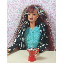 Muñecas 1:6  Barbie. Cafetera italiana. ROJA