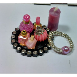 Dolls 1:6. Barbie. Tray with perfumes and royal candle.