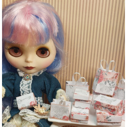 Dolls 1:6 .Blythe. SILVER PINK boxes and bags set