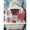 1:12 doll house. Gift paper with bows. RED WHITE