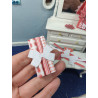 1:12 doll house. Gift paper with bows. RED WHITE