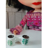 1:6 dolls. Blyth. Set of 2 coffee cups. STARBUCKS. White