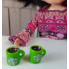 1:6 dolls. Blyth. Set of 2 coffee cups. STARBUCKS. Green