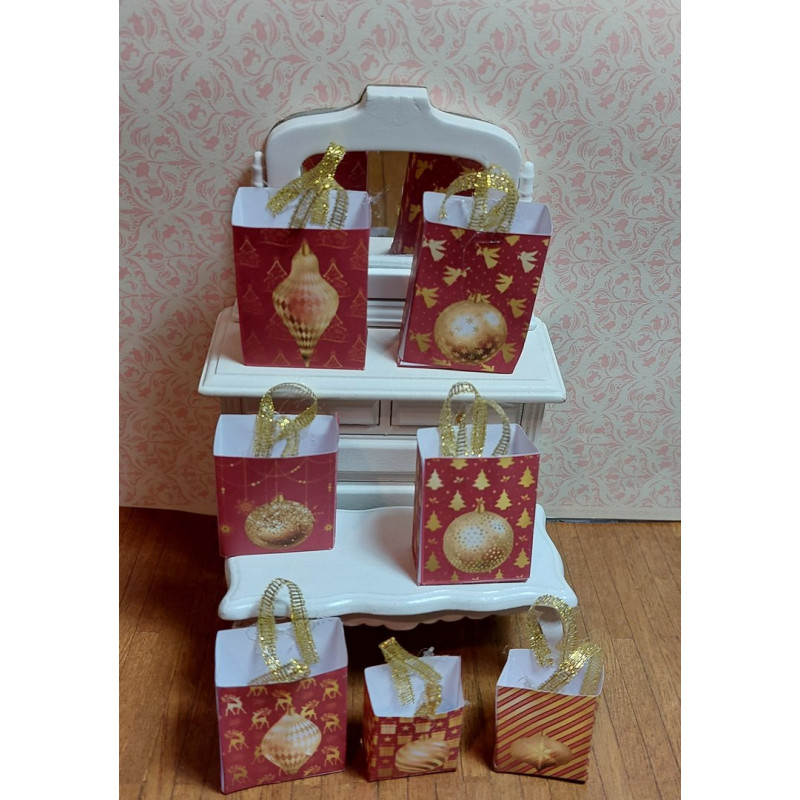 1:12 doll house. Gift bags set. Christmas. Red