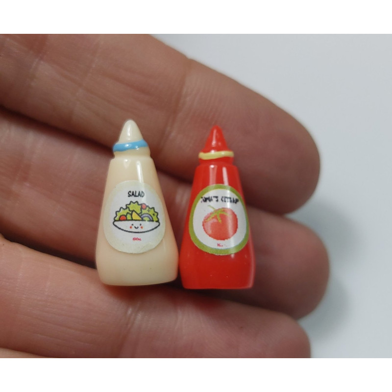 Dollhouses 1:12. Mayonnaise and Ketchup bottle.