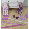 1:12 doll house. Gift paper with bows. PURPLE