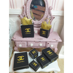 1:12 doll house. Gift boxes and bags set.CHANEL ORO