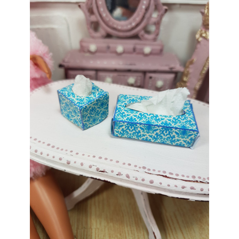 Dolls 1:6 Set tissue boxes BLUE