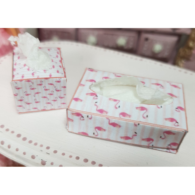 Dolls 1:6 Set tissue boxes FLAMINGOES