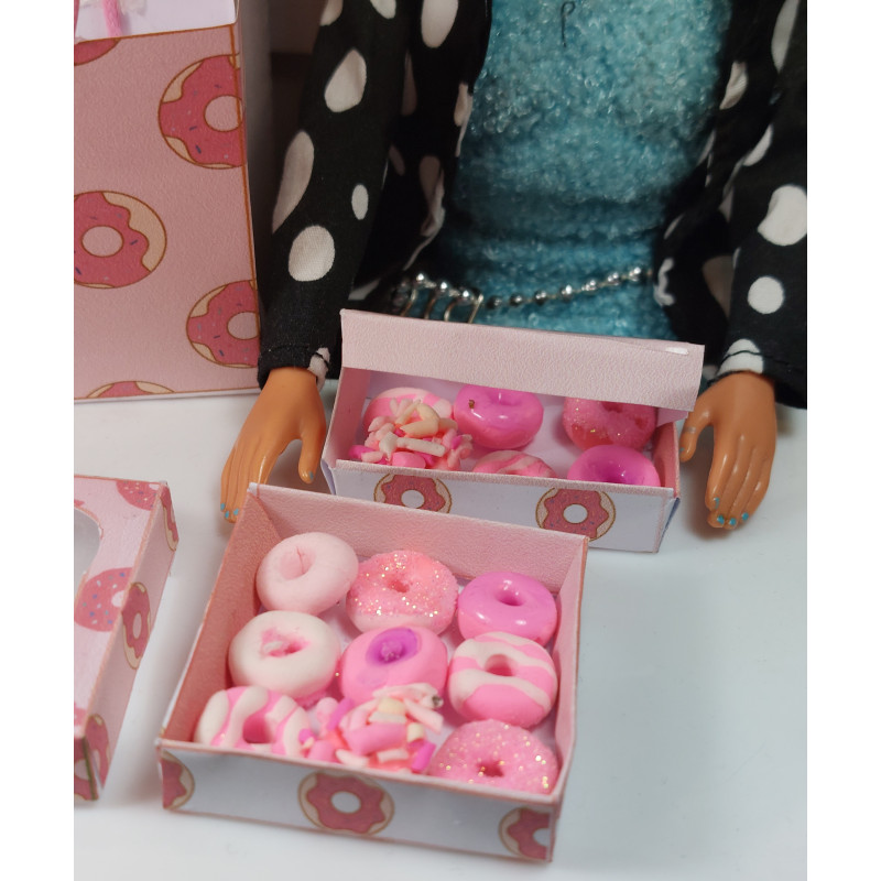 Muñecas 1:6 Pullip, etc. Conjunto   de cajas para donuts.  para 6 y para 4 . Con ventanilla