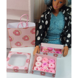 Muñecas 1:6 Pullip, etc. Conjunto   de cajas para donuts.  para 6 y para 4 . Con ventanilla
