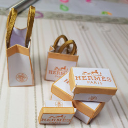 1:12 doll house. Gift boxes and bags set. HERMES