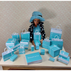 Barbie dolls. Gift boxes and bags set. TIFFANY