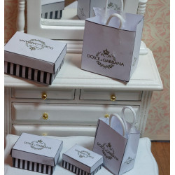 1:12 doll house. Gift boxes and bags set. DOLCE GABBANA
