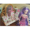 Barbie dolls. Gift boxes and bags set. Flamingos