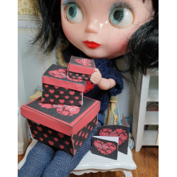 1:6 dolls. Set of three Valentine's boxes.