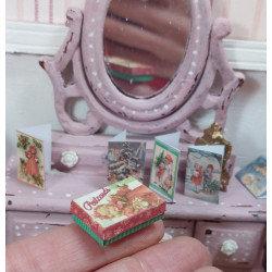1:12 doll house. Box with Christmas postcards