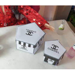 1:12 doll house. Hexagon boxes set. chanel