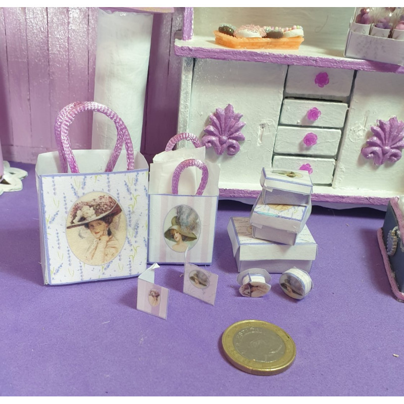 1:6 .Barbie dolls. Gift boxes and bags set. LAVANDA