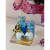 1:6 blythe dolls. Centerpiece with real candles and matching balls. CHRISTMAS blue