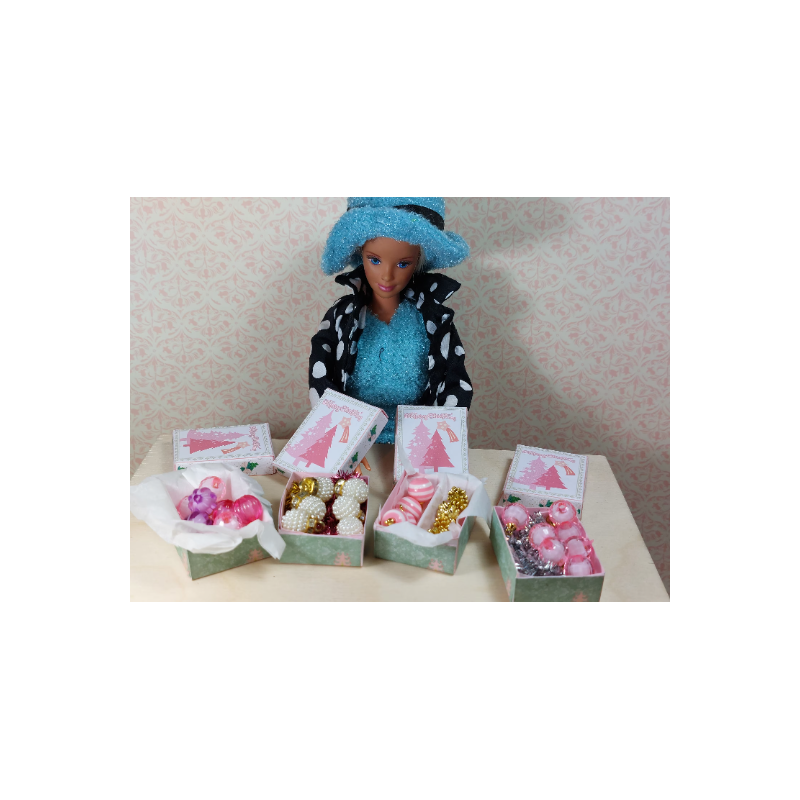 Bolas de Navidad Rosa para muñecas 1:6. Barbie