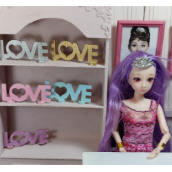 Dolls 1:6 BJD. Decorative wooden sign. LOVE