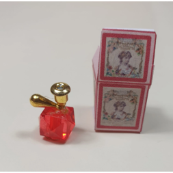 Casa muñecas 1:12. Perfume miniatura con caja. ROJO