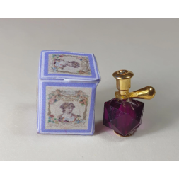 Casa muñecas 1:12. Perfume miniatura con caja. VIOLETA