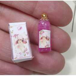 Casa muñecas 1:12. Perfume miniatura con caja. LIDIA