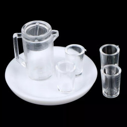Dollhouse 1:12 Tray with Jug and glasses