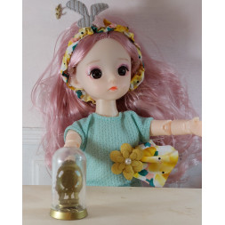 Dolls 1:6 BJD. Golden clock inside bell. Luxury