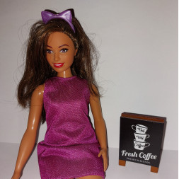 Dolls 1:6 Barbie. Wooden sign for coffee shop.