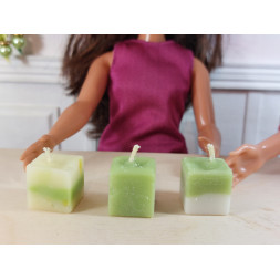 Dolls 1:6. PULLIP. Set of 3 REAL candles. Green