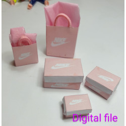 1:12 doll house. Gift boxes and bags set. NIKE ROSA
