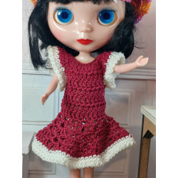 Dolls 1:6. Blythe. Red CROCHET dress