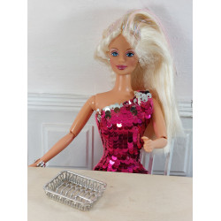Muñecas 1:6 Barbie. Escurreplatos metálico. PLATEADO