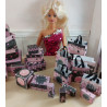 Muñecas 1:6 .Barbie. Conjunto cajas y bolsas ROSA NEGRO