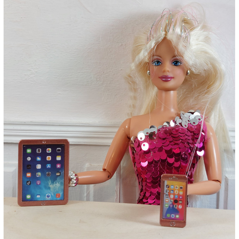 Dolls 1:6 Tablet and phone. COPPER
