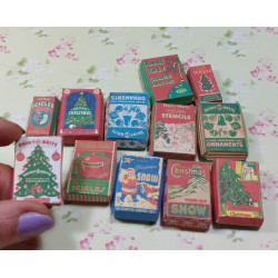 Dollhouse 1:12.. Vintage set of CHRISTMAS boxes